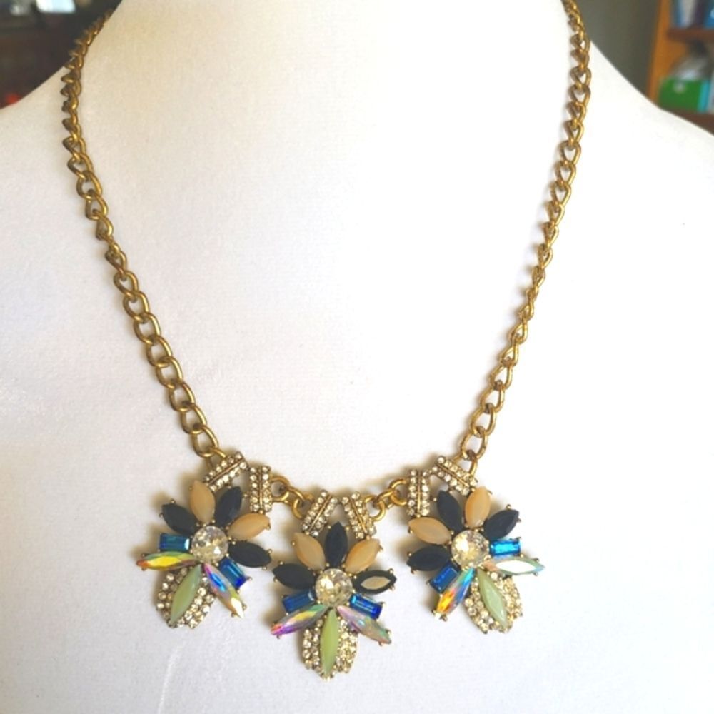 J. Crew necklace,  rhinestones,  goldtone,  adjustable length
